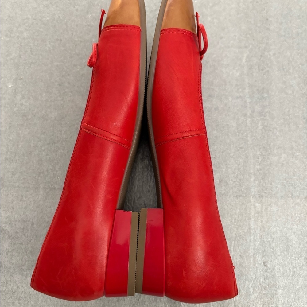 [US9.5] Ara Red Tan Women's Comfort Leather Ballet Flats - Picture 2 of 5